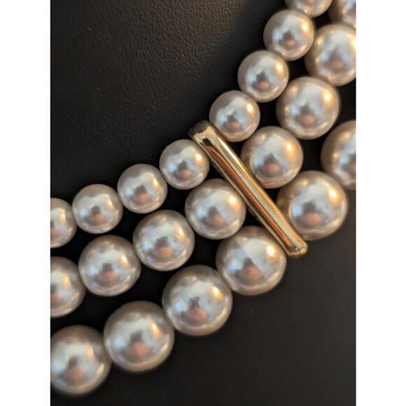 Vintage Designer Givenchy Bijoux Multi Strand Silver Gray Faux Pearl Necklace - Picture 13 of 15